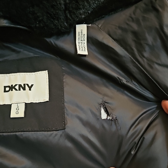 DKNY Black Quilted Hooded Puffer Coat - Picture 10 of 14